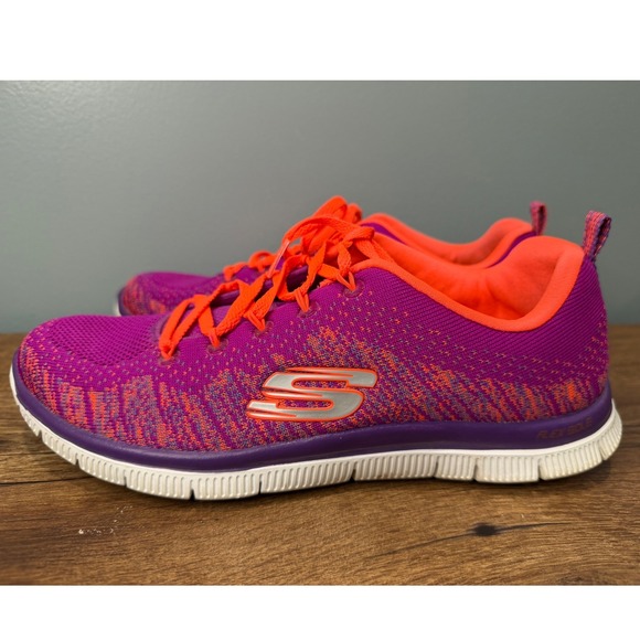 Skechers Skech-Knit Memory Foam Purple Orange Running Shoes 11877 Womens 9 - Picture 3 of 9